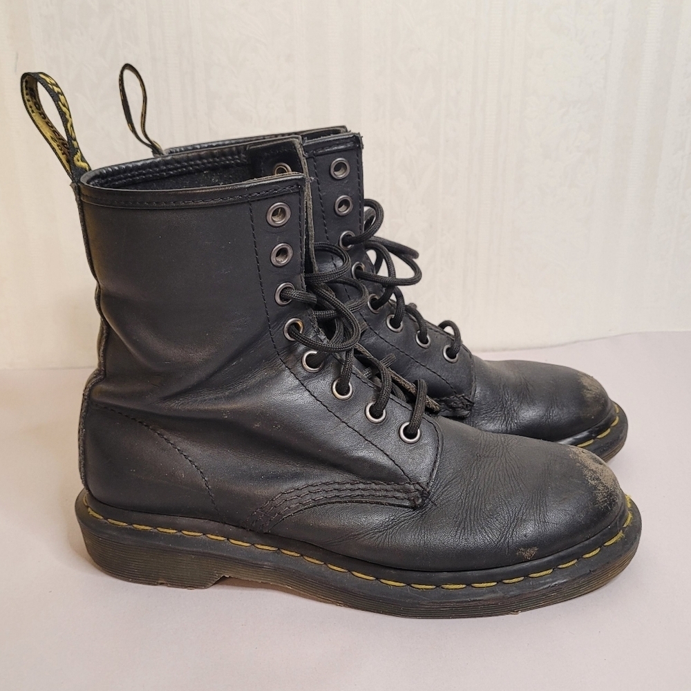 Dr. Martens 1460 Pascal Black Leather Combat Boots - Picture 2 of 9